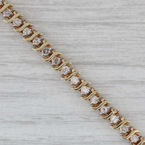 Gray 1.50ctw Diamond Tennis Bracelet 14k Yellow Gold 7" 5mm