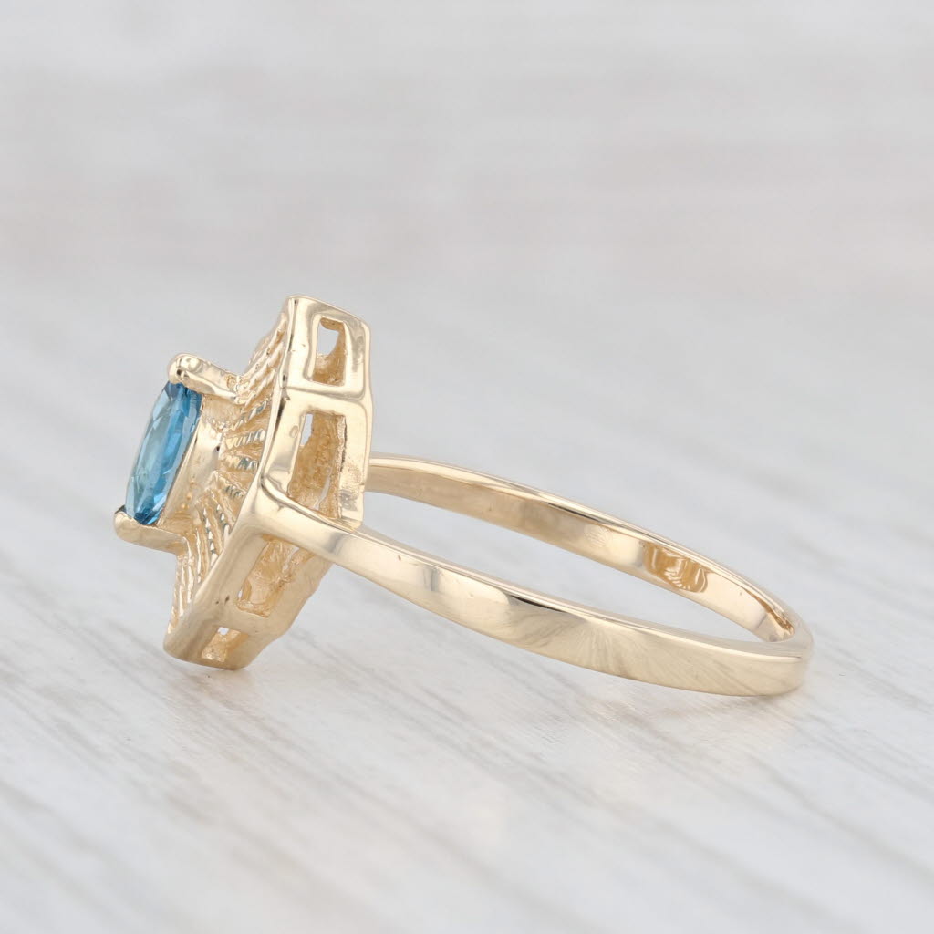 Light Gray 0.30ct Blue Topaz Ring 10k Yellow Gold Marquise Solitaire Size 7.25