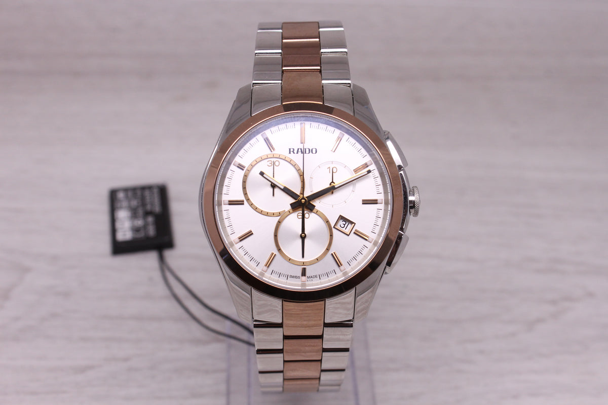 Rado Hyperchrome Rose & Steel 41mm Mens Quartz Chronograph R32039102 w Box Card