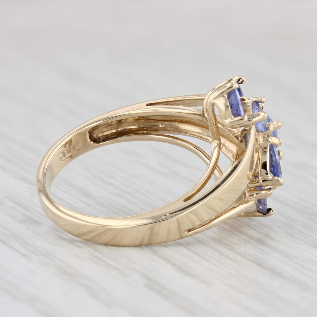 Light Gray 1.20ctw Tanzanite Cluster Ring 14k Yellow Gold Size 5