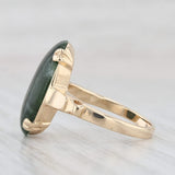 Light Gray Vintage Nephrite Jade Ring 14k Yellow Gold Size 6.5 Oval Cabochon
