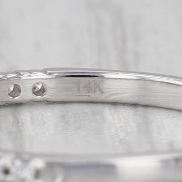 0.15ctw Diamond Wedding Band 14k White Gold Size 6 Stackable Ring