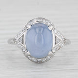 9.30ctw Blue Star Sapphire Diamond Ring Platinum Size 7.5 Oval Cabochon