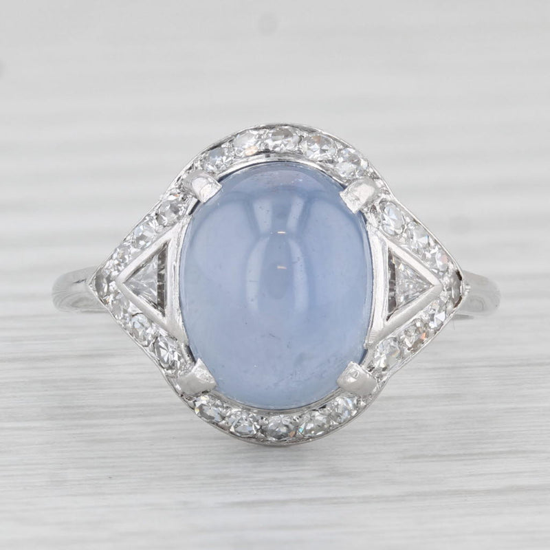 Ring Calzedonia Blue Gemstone Oval Cabochon Shape 7x9 MM Color Blue Solid  Sterling Silver 925 Ring Size No 7 Item Code RJ 1267 