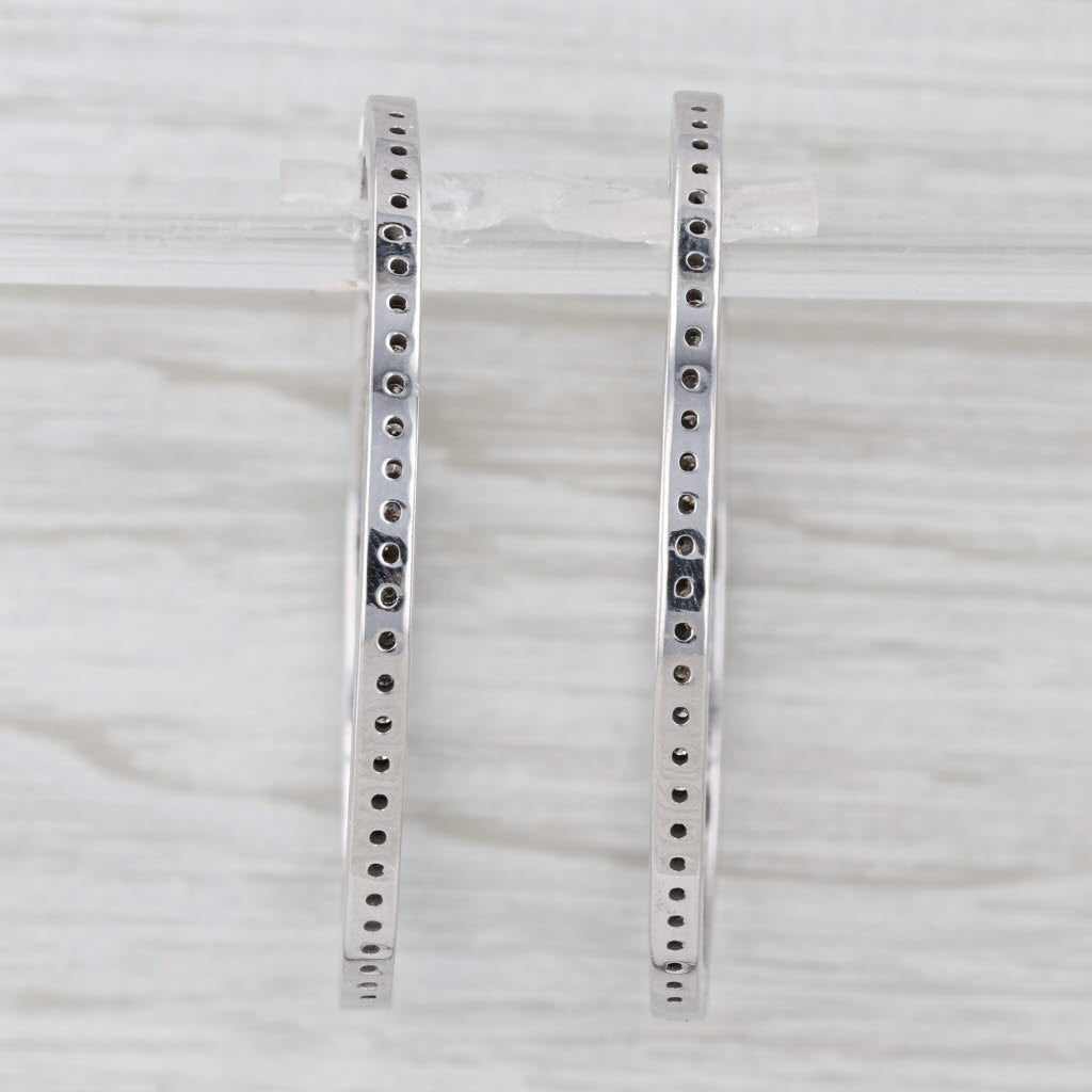 2.24ctw Inside Out Diamond Hoop Earrings 14k White Gold Round Hoops Snap Top