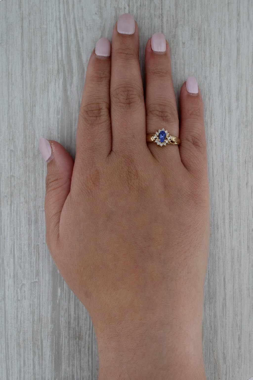 0.64ctw Pear Tanzanite Diamond Halo Ring 14k White Gold Enagement Size 8.5