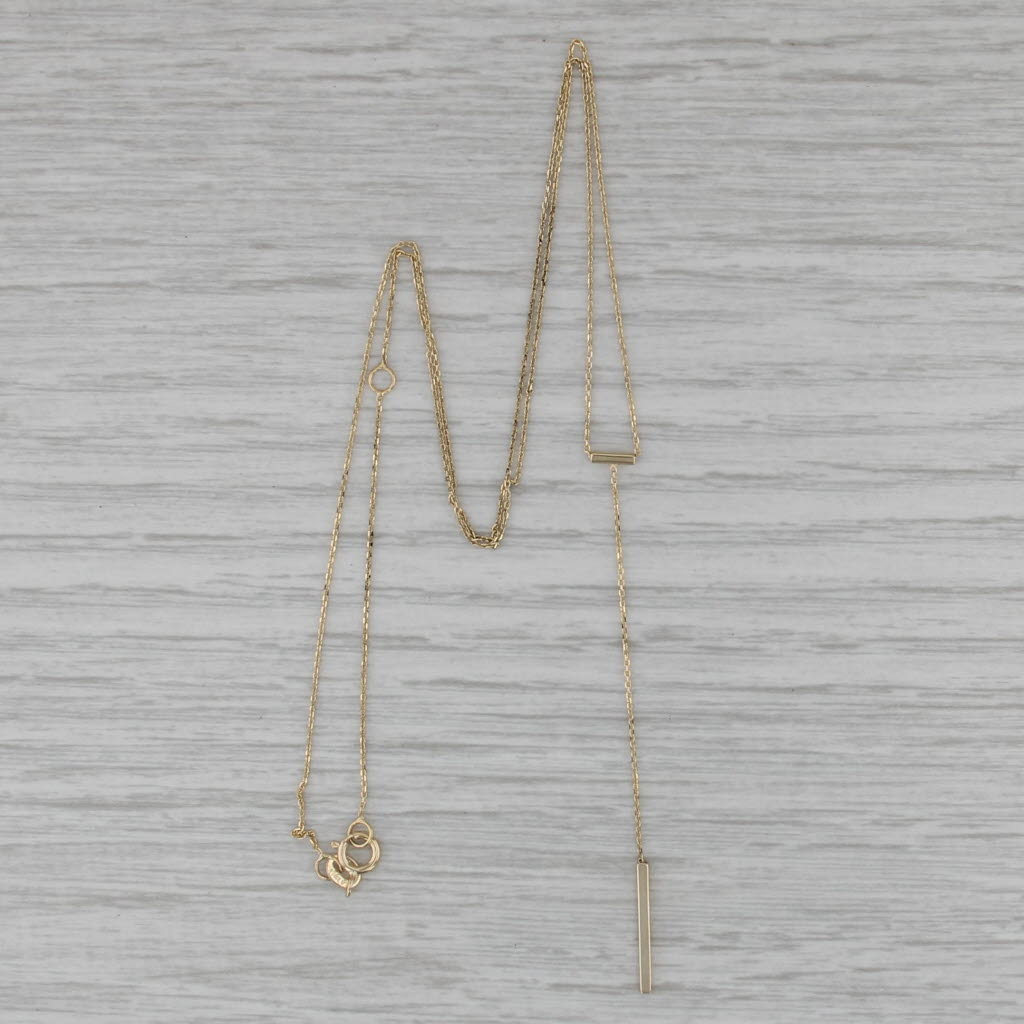 Bar Drop Pendant Necklace 14k Yellow Gold 16" 18" Cable Chain