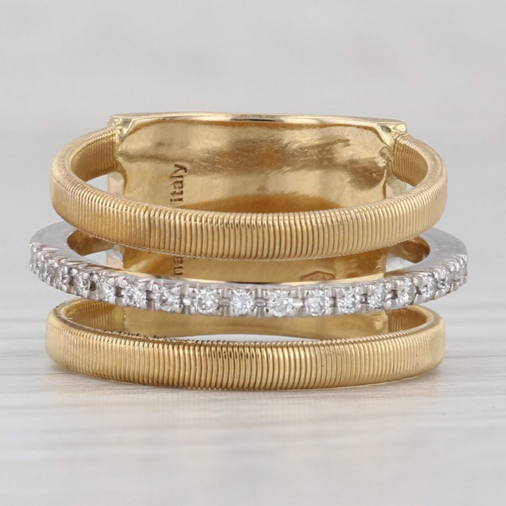 Marco Bicego Masai Three Row 0.16ctw Diamond Ring 18k Yellow White Gold Sz 6.75