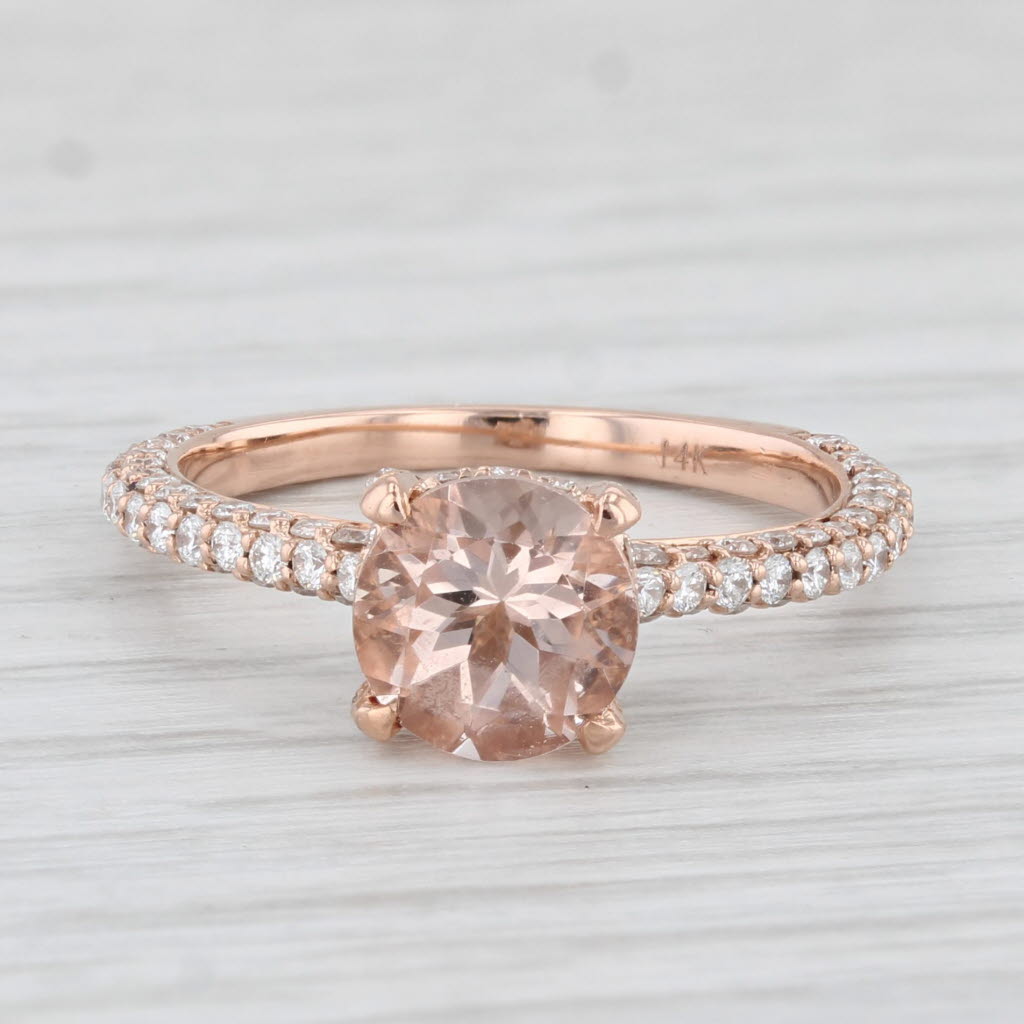 Light Gray 2.02ctw Peach Morganite Diamond Engagement Ring 14k Rose Gold Size 6.25