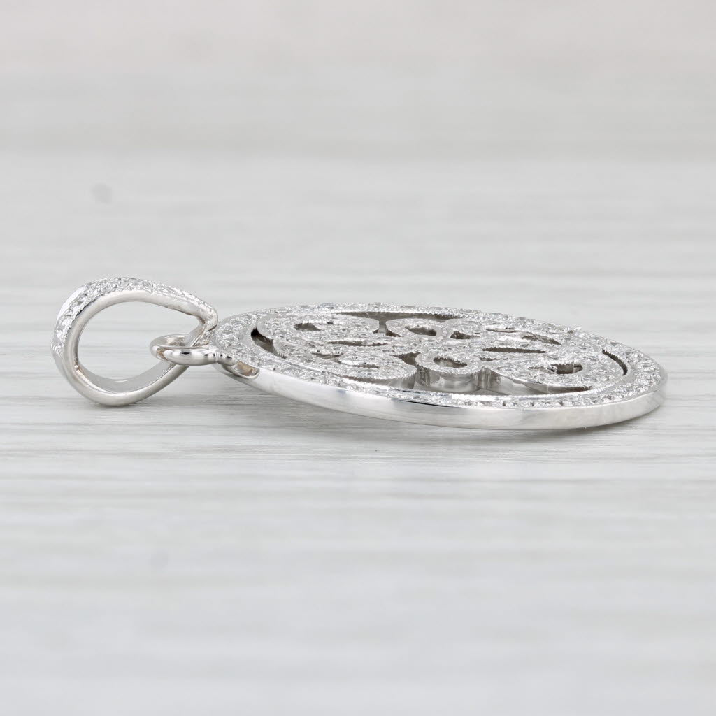 Light Gray 0.63ctw Diamond Scroll Work Pendant 18k White Gold Leslie Green