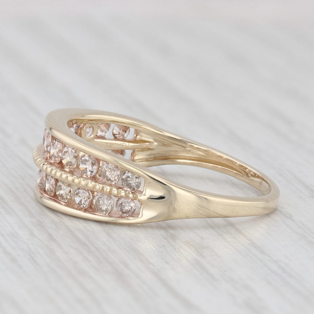 Light Gray 0.98ctw Champagne Diamond Ring 14k Yellow Gold Size 9 Wedding Anniversary Band