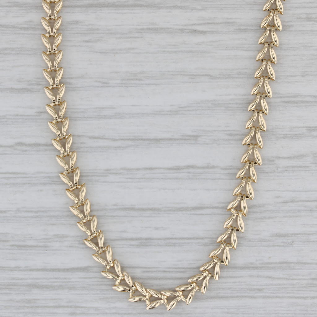 Gray Chevron Chain Necklace 10k Yellow Gold 18.25" 4mm