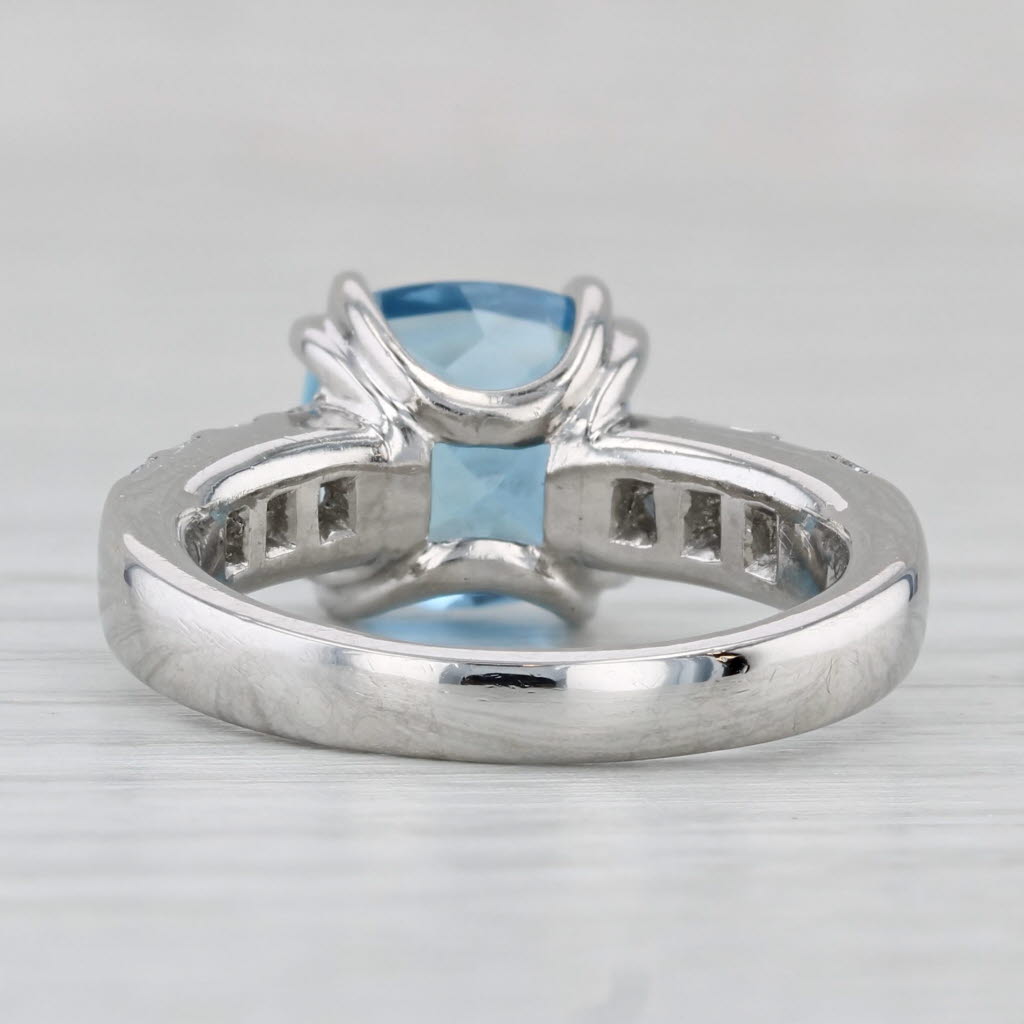 Light Gray 4.40ctw Aquamarine Diamond Ring Platinum Size 6