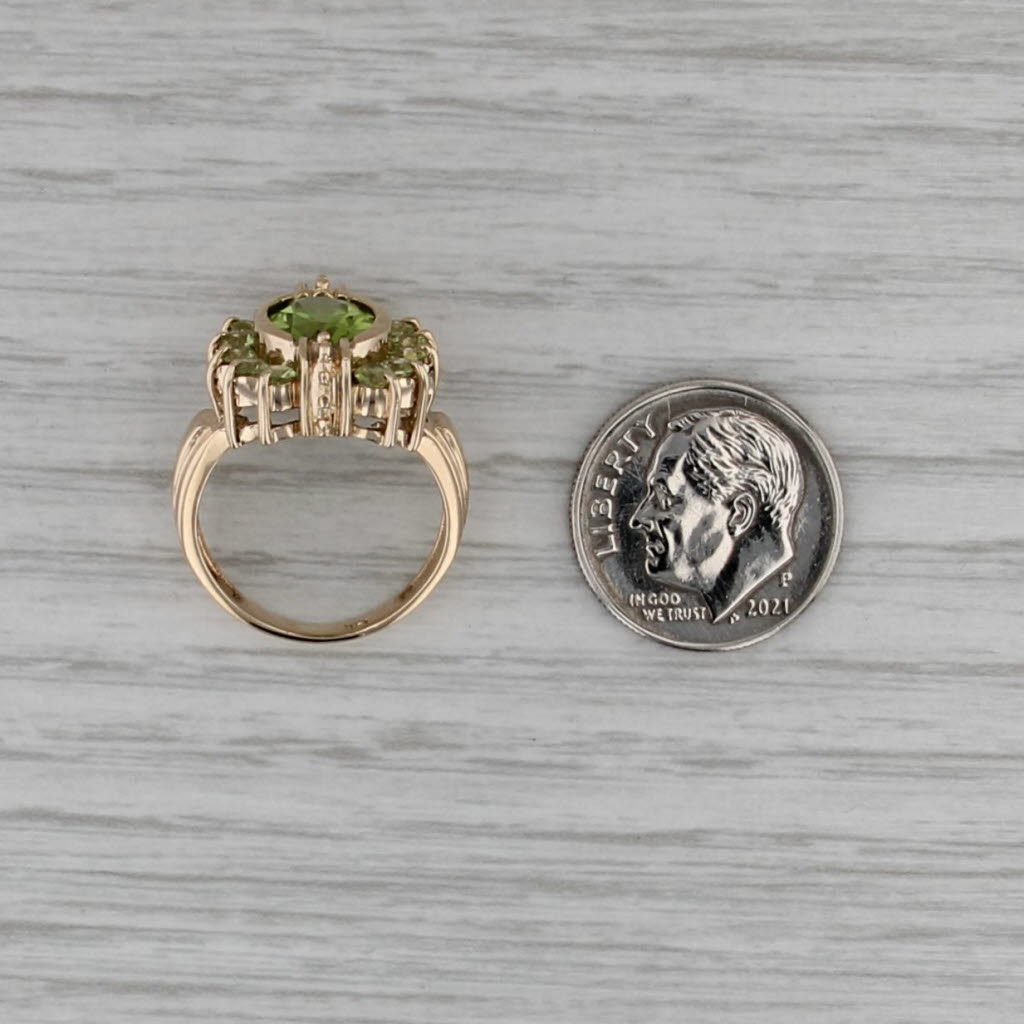 3.20ctw Peridot Halo Ring 14k Yellow Gold Size 5 Cocktail