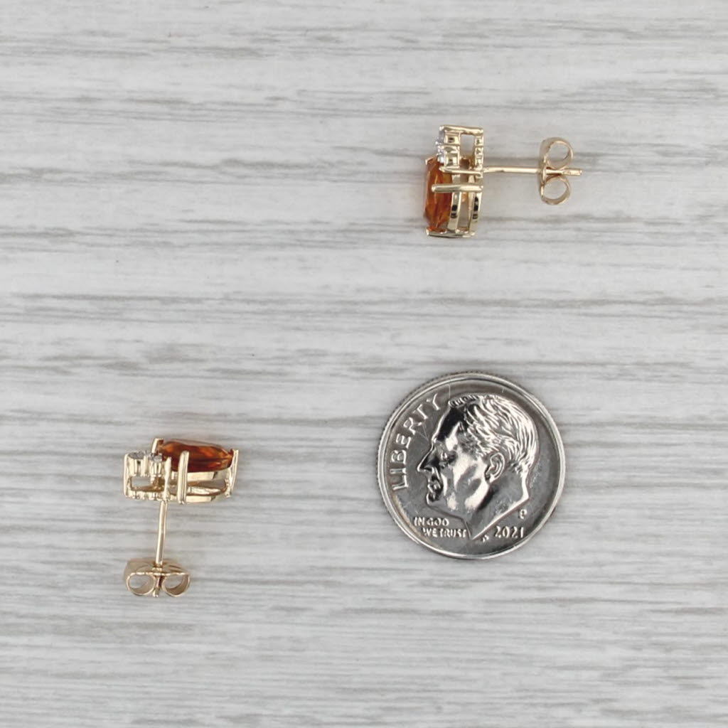 1.82ctw Citrine Diamond Stud Earrings 10k Yellow Gold Trillion Studs