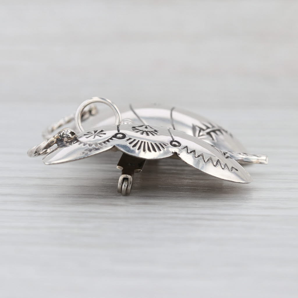 N Silago Navajo Butterfly Brooch Sterling Silver Turquoise Native American Pin