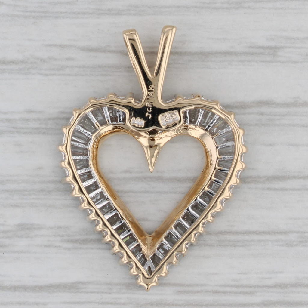 Gray 1.02ctw Diamond Framed Open Heart Pendant 14k Yellow Gold