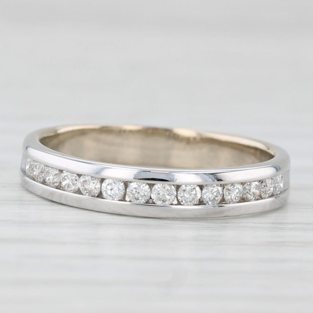 Light Gray 0.22ctw Diamond Wedding Ring 14k White Gold Size 5.25 Stackable Band