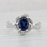 Light Gray 1.82ctw Oval Blue Lab Created Sapphire Diamond Ring 10k White Gold Engagement