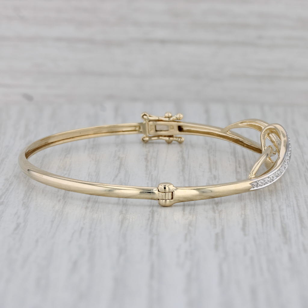 Gray Diamond Woven Bangle Bracelet 10k Yellow Gold 7"