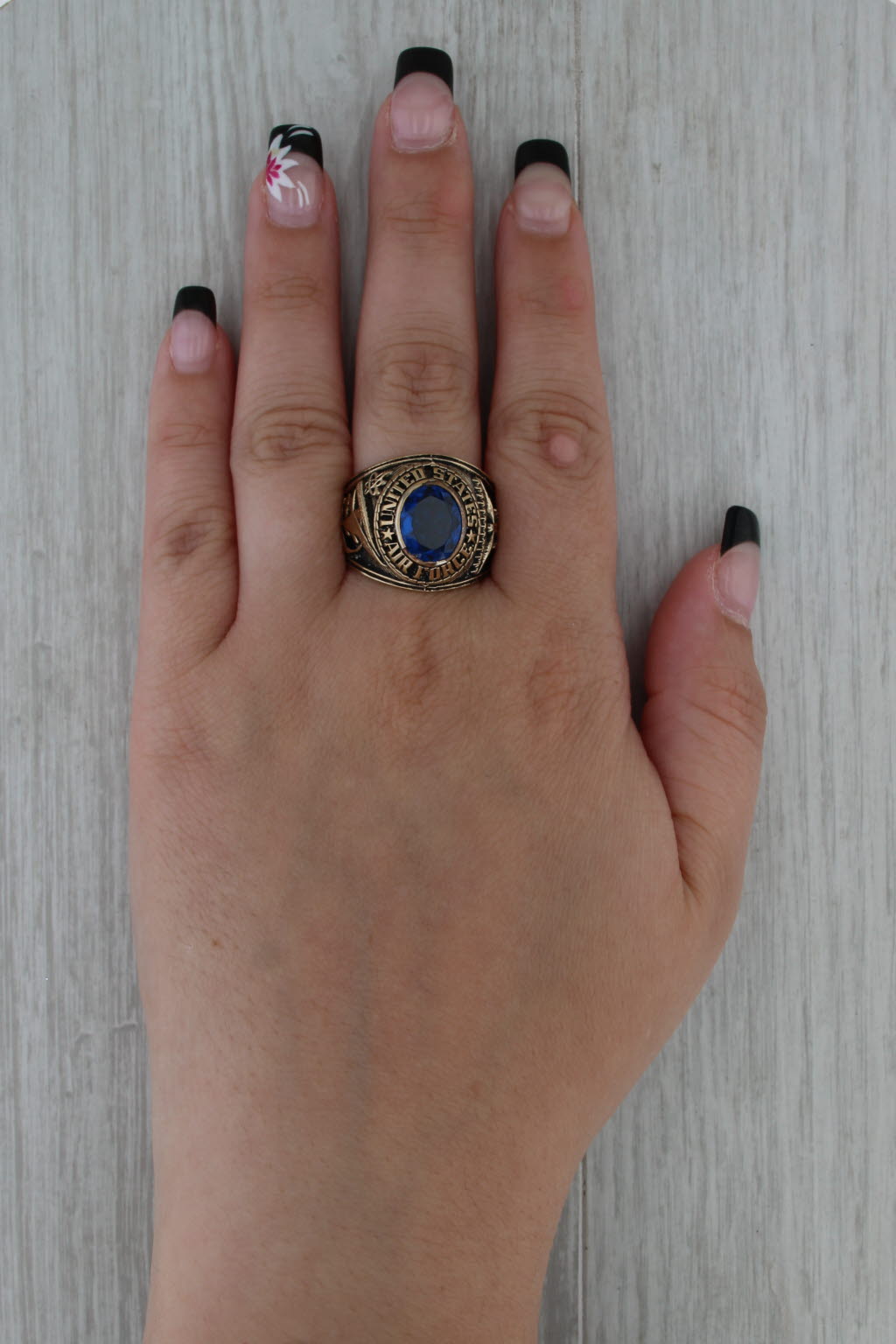 USAF Air Force Military Signet Ring Gold Alloy Lab Created Spinel Size 11.5