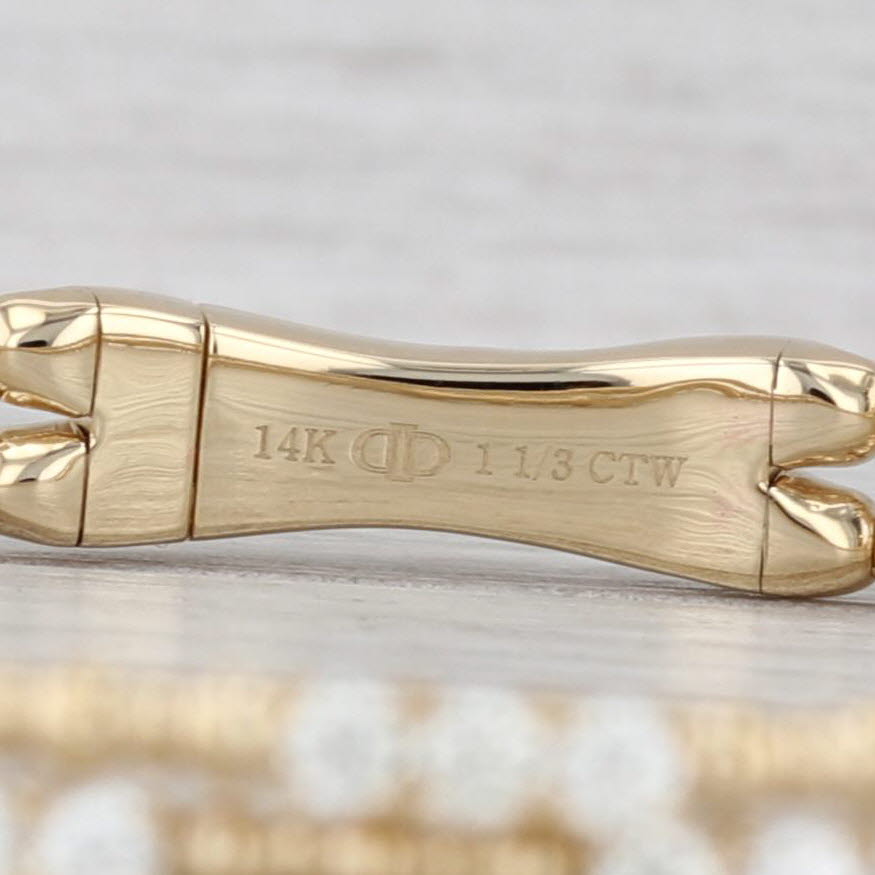 New 1.33ctw Diamond Double Flexible Bangle Bracelet 14k Yellow Gold 6.5" 4.5mm