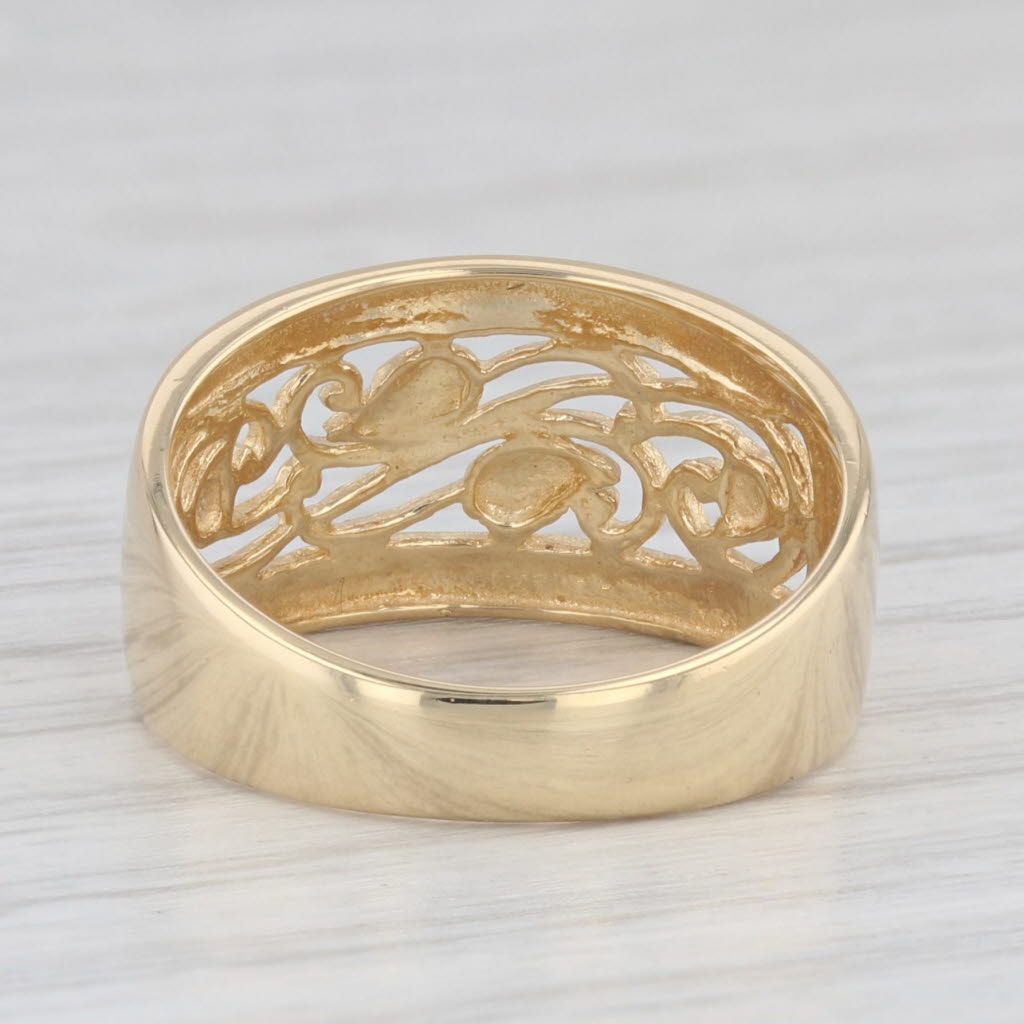 Light Gray Floral Openwork Ring 18k Yellow Gold Size 5.75 Band