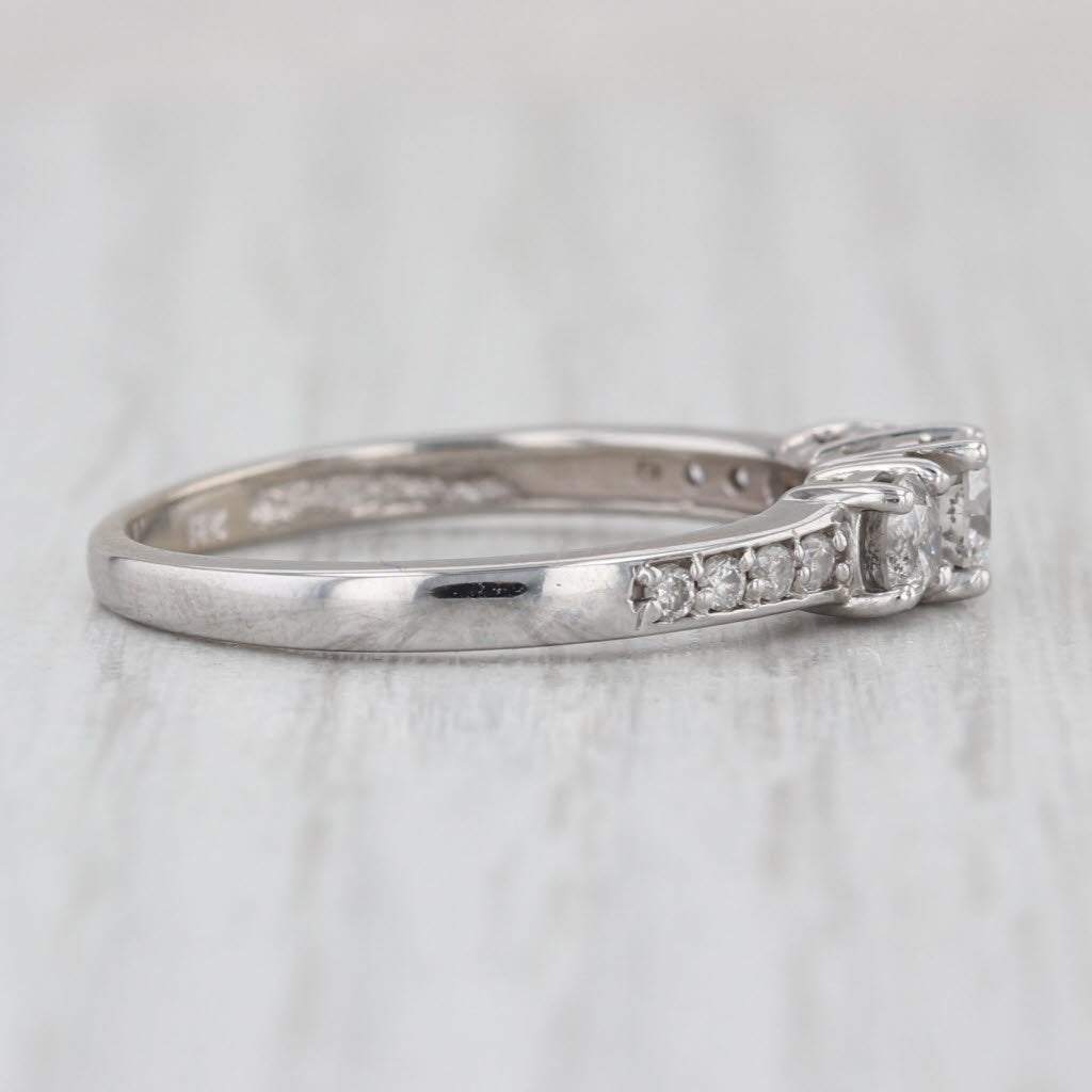 0.81ctw Diamond 3-Stone Engagement Ring 14k White Gold Size 9.25 Ring