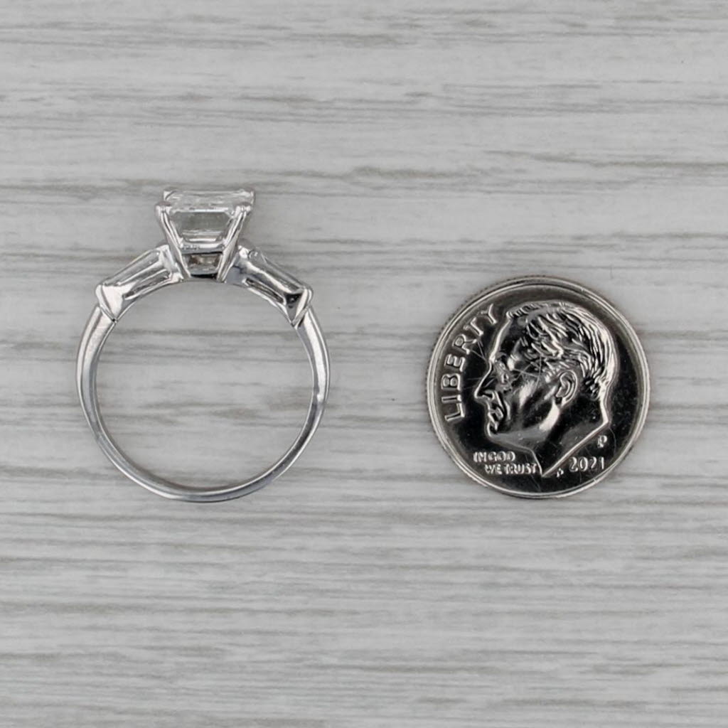 2.32ctw GIA Emerald Cut Diamond Engagement Ring Platinum Size 6.25