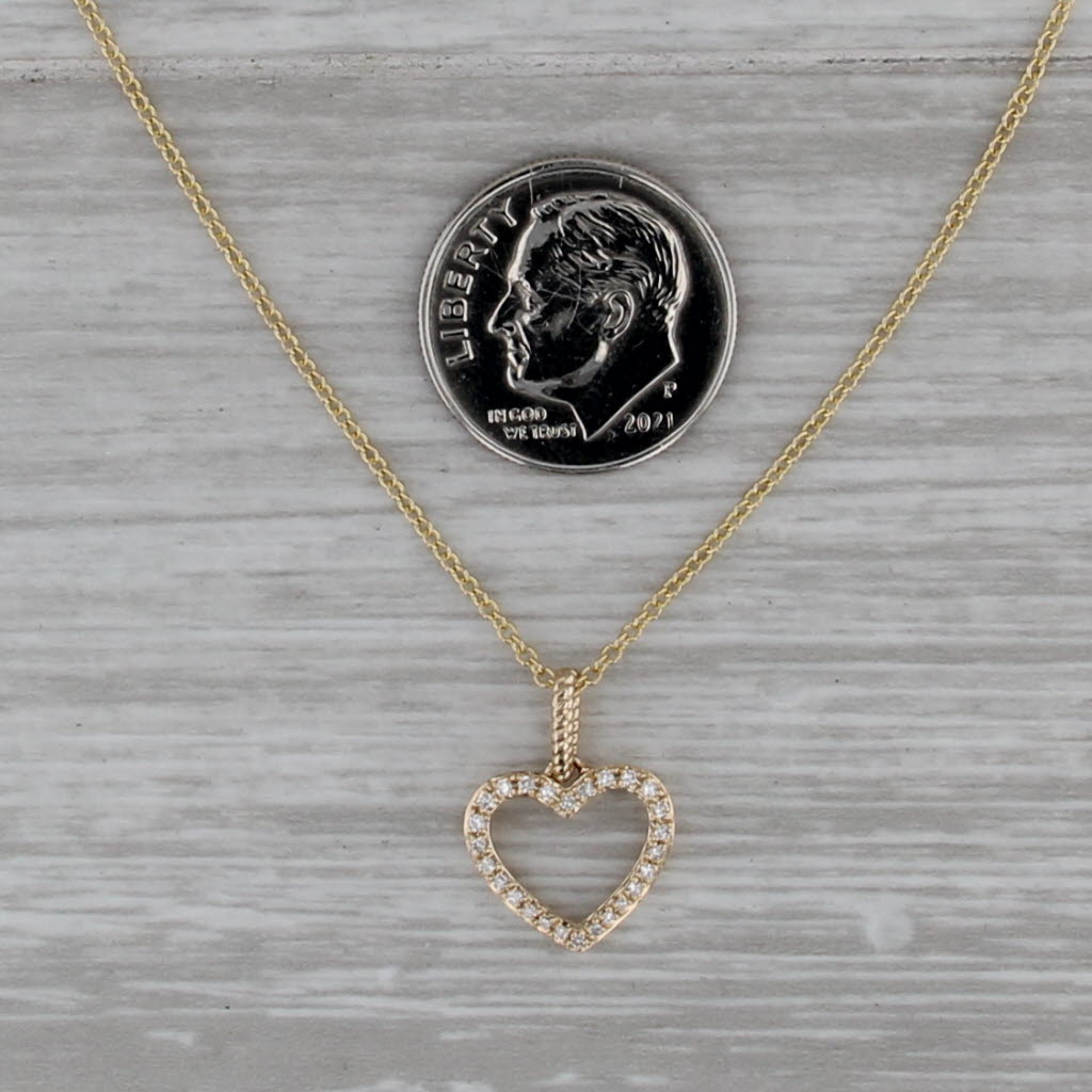 Effy Diamond Open Heart Pendant Necklace 14k Yellow Gold 17.75" Cable Chain