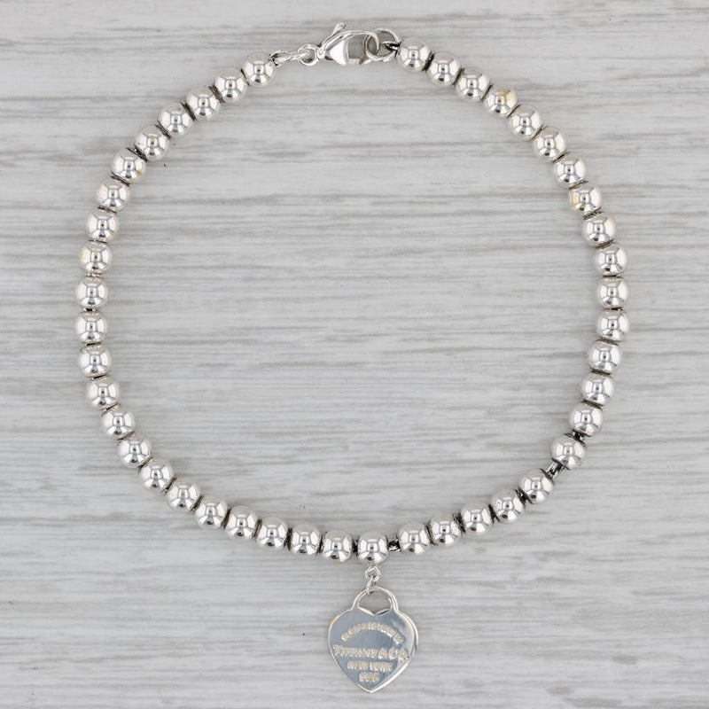 Return to Tiffany ID Heart Tag Bracelet Sterling Silver 7" Bead Chain