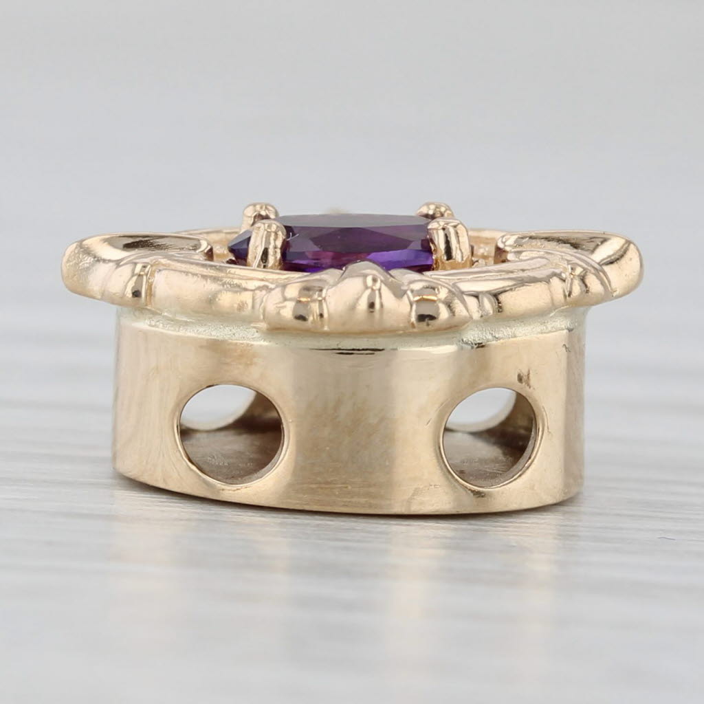 Light Gray Vintage 0.40ct Amethyst Slide Bracelet Charm 14k Yellow Gold