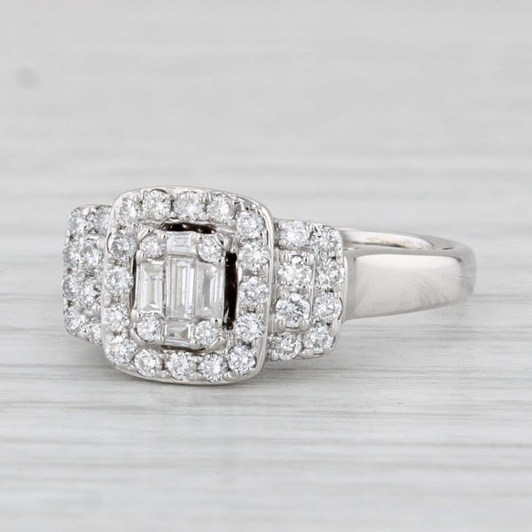 0.36ctw Diamond Halo Engagement Ring 14k White Gold Size 5.5