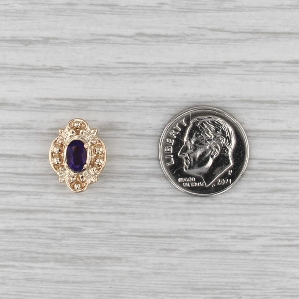 0.44ct Amethyst Slide Bracelet Charm 14k Yellow Gold Oval Solitaire