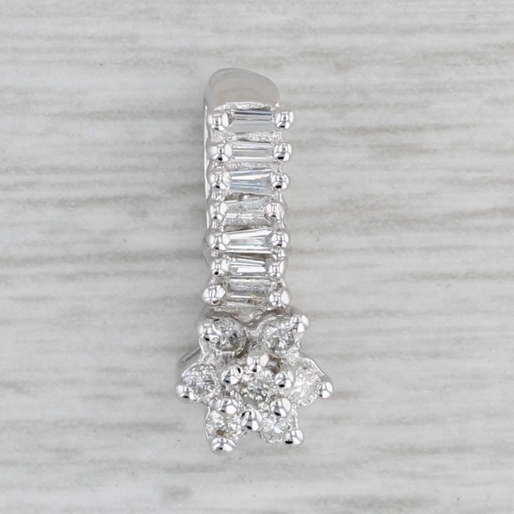 Gray 0.20ctw Diamond Cluster Flower Pendant 14k White Gold Drop