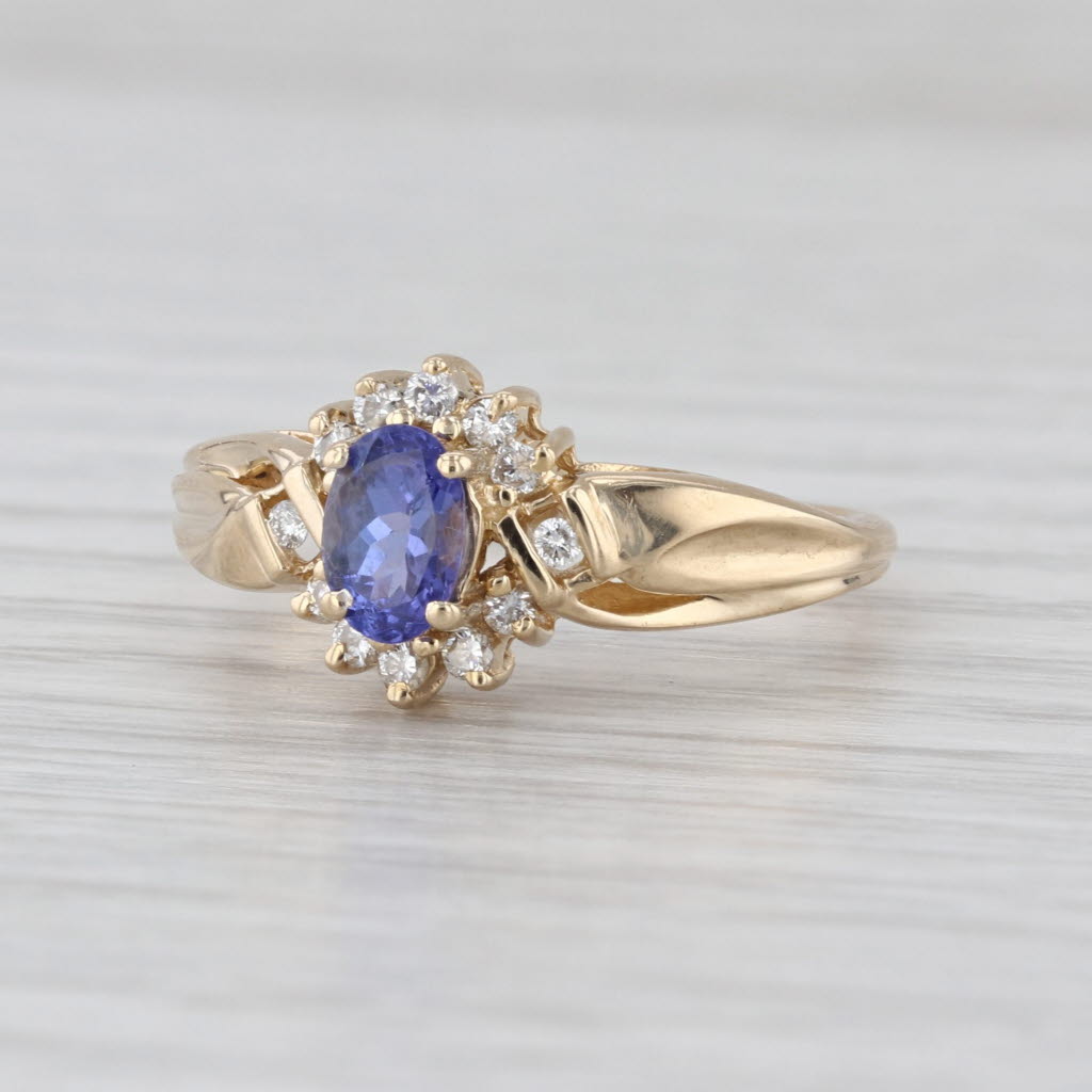 0.64ctw Pear Tanzanite Diamond Halo Ring 14k White Gold Enagement Size 8.5