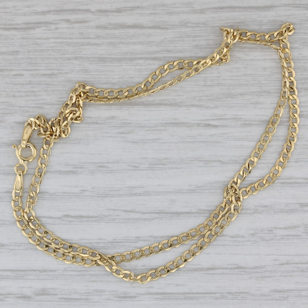 Gray 17.75" 2.5mm Curb Chain Necklace 14k Yellow Gold