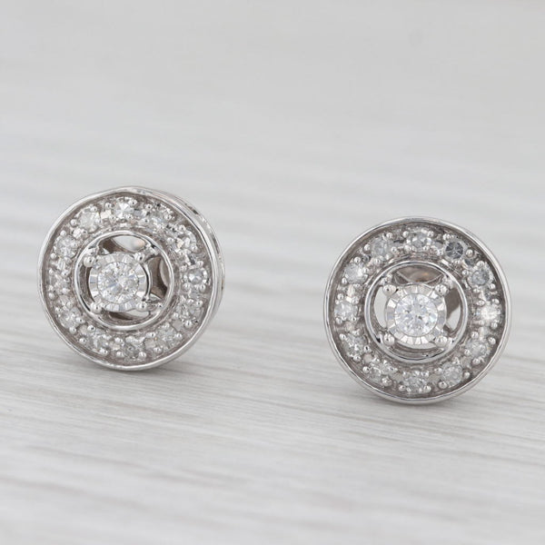 Light Gray 0.27ctw Diamond Halo Round Stud Earrings 10k White Gold
