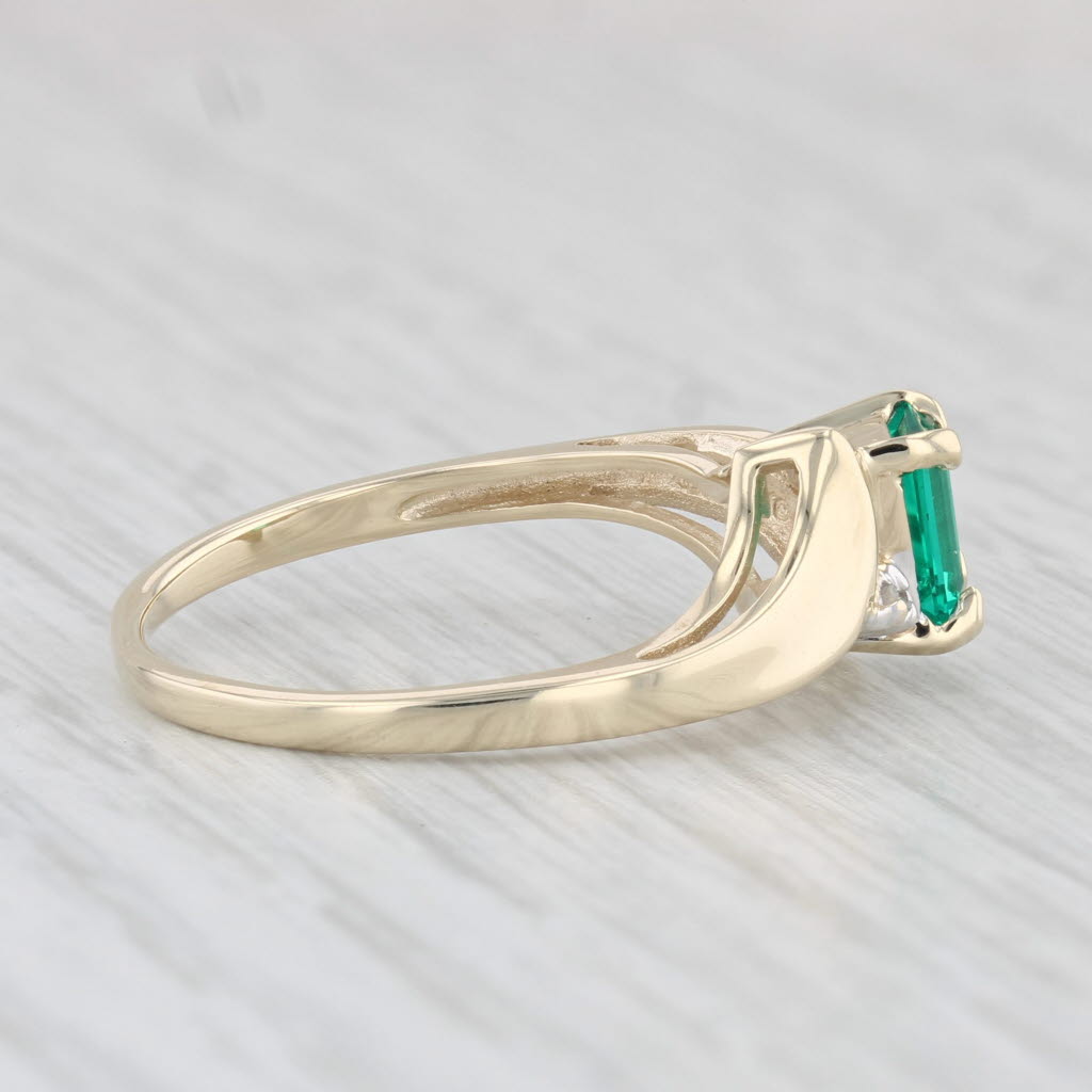 Light Gray 0.55ct Lab Created Emerald Diamond Ring 10k Yellow Gold Size 7 Bypass