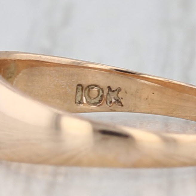 Antique Glass 3-Stone Baby Ring 10k Yellow Gold Small Size Band