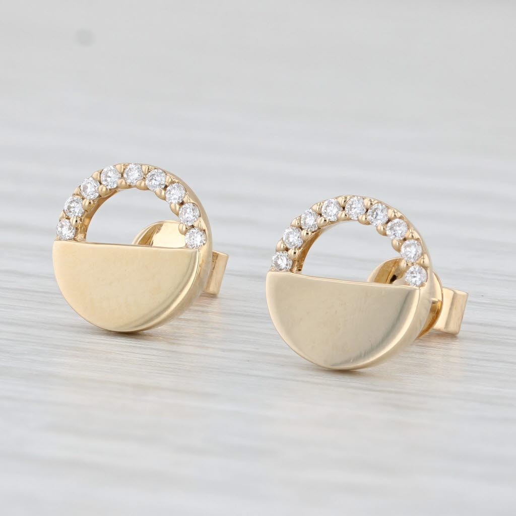 Light Gray New Small 0.12ctw Diamond Circle Stud Earrings 14k Yellow Gold