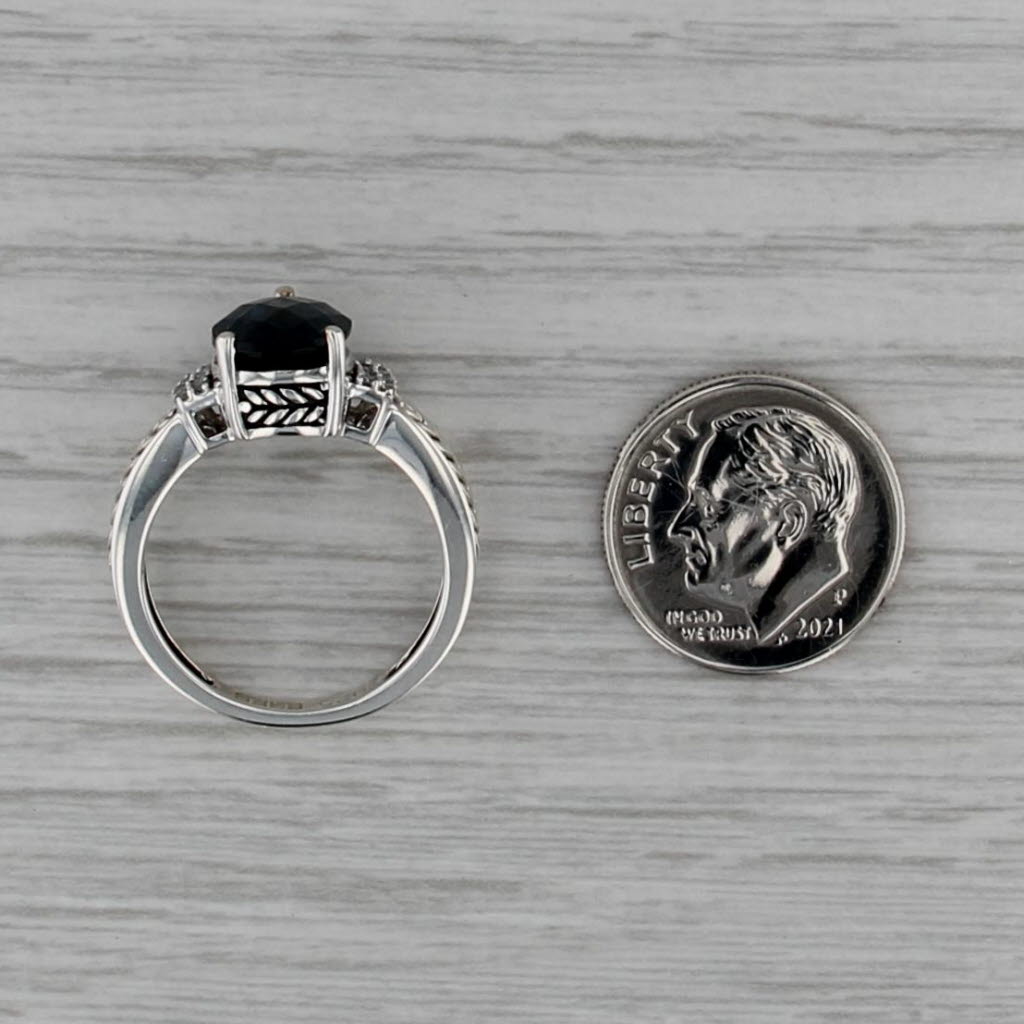 Effy 2.96ctw Pear London Blue Topaz Diamond Ring Sterling Silver Size 7 Teardrop