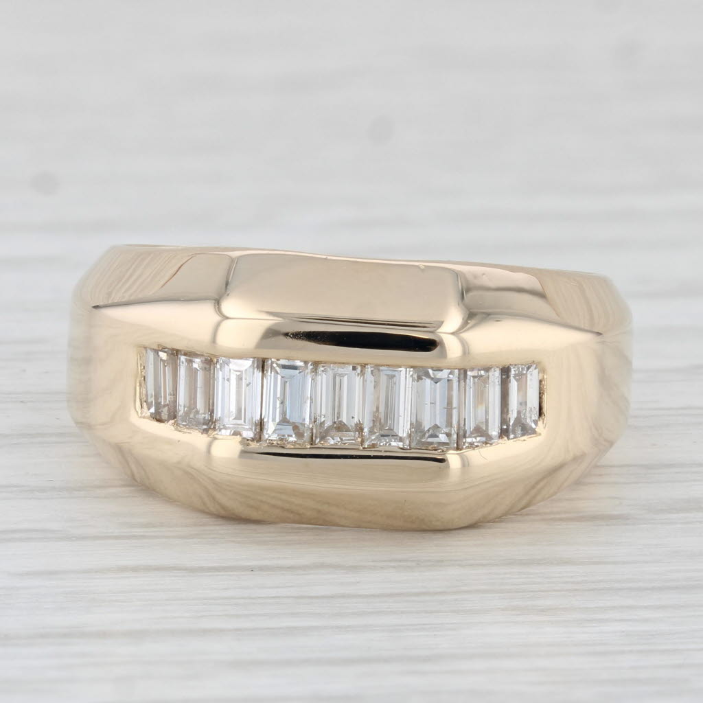 Light Gray 0.95ctw Diamond Men's Ring 14k Yellow Gold Size 9.75 Wedding Band