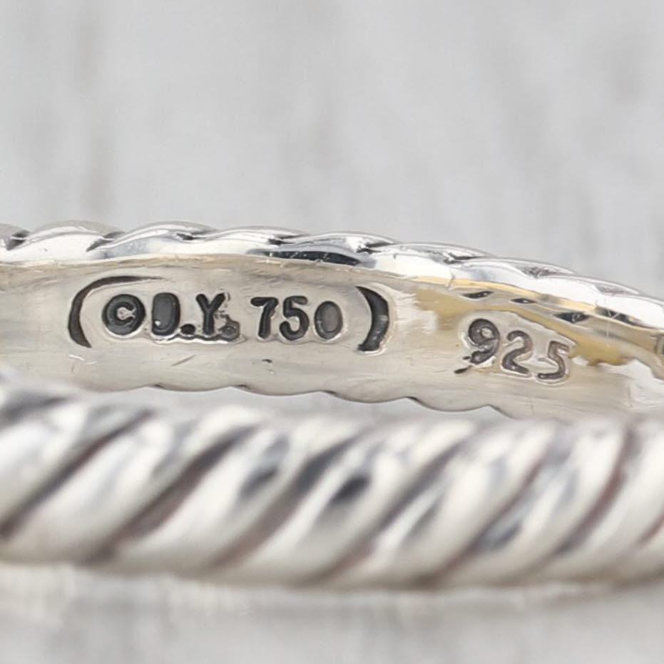 David Yurman Metro Cable 0.50ctw Diamond Ring Sterling Silver 18k Gold Stackable