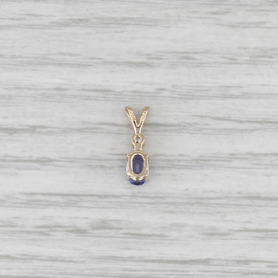 0.50ctw Tanzanite Diamond Pendant 14k Yellow Gold Small Drop