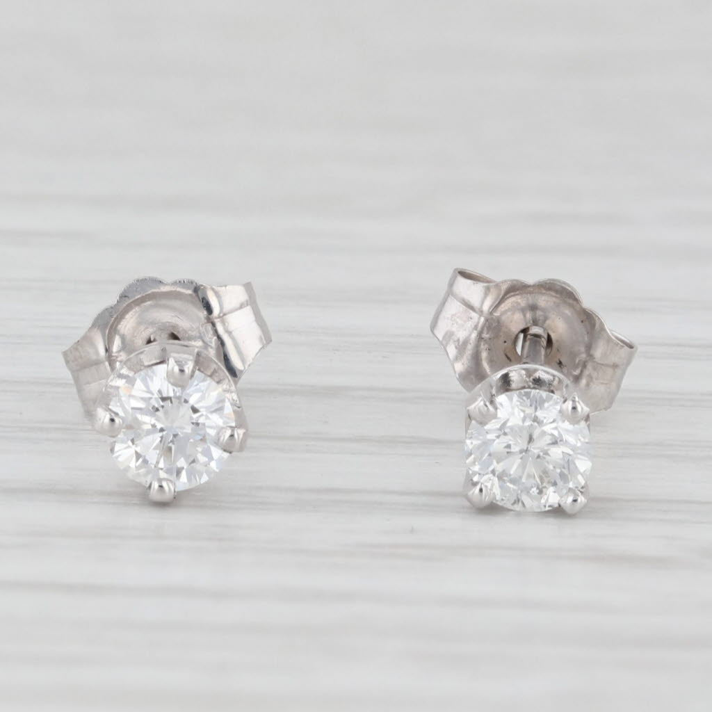 Light Gray 0.40ctw Diamond Round Solitaire Stud Earrings 14k White Gold