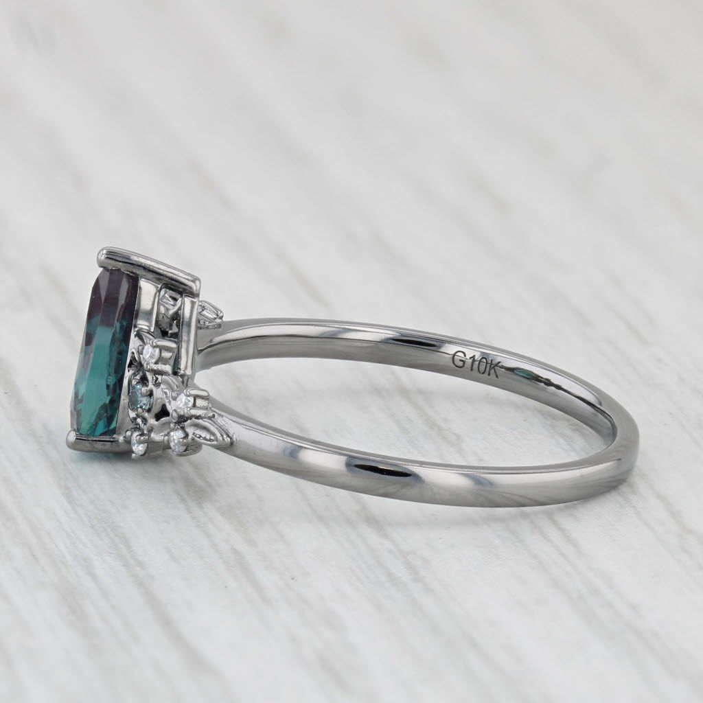 Light Gray 1.52ctw Teal Lab Created Alexandrite Cubic Zirconia Ring 10k White Gold Sz 8