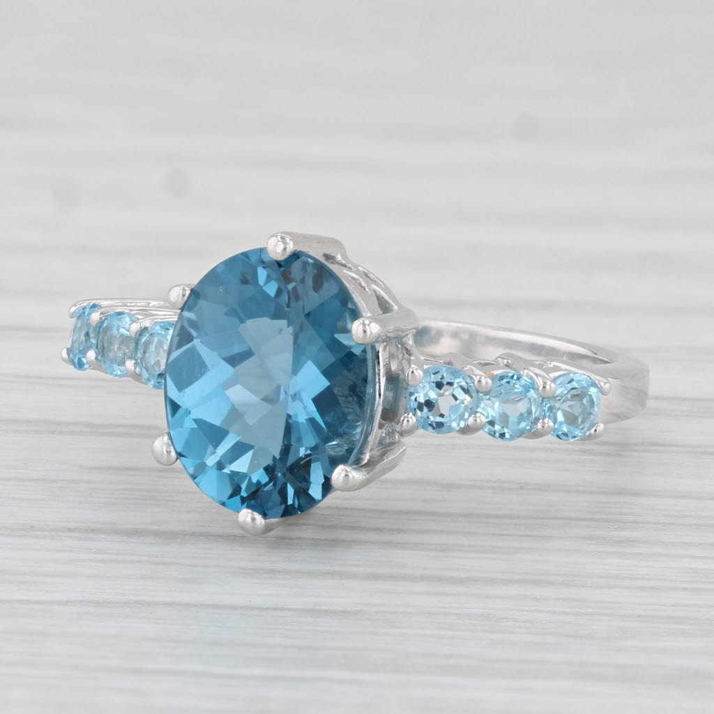 Light Gray 3.51ctw London Blue & Light Blue Topaz Ring 10k White Gold Size 7