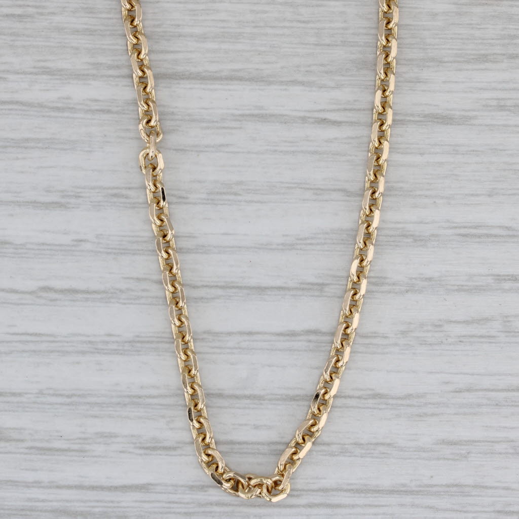 Gray Rolo Cable Chain Necklace 14k Yellow Gold 19" 3mm