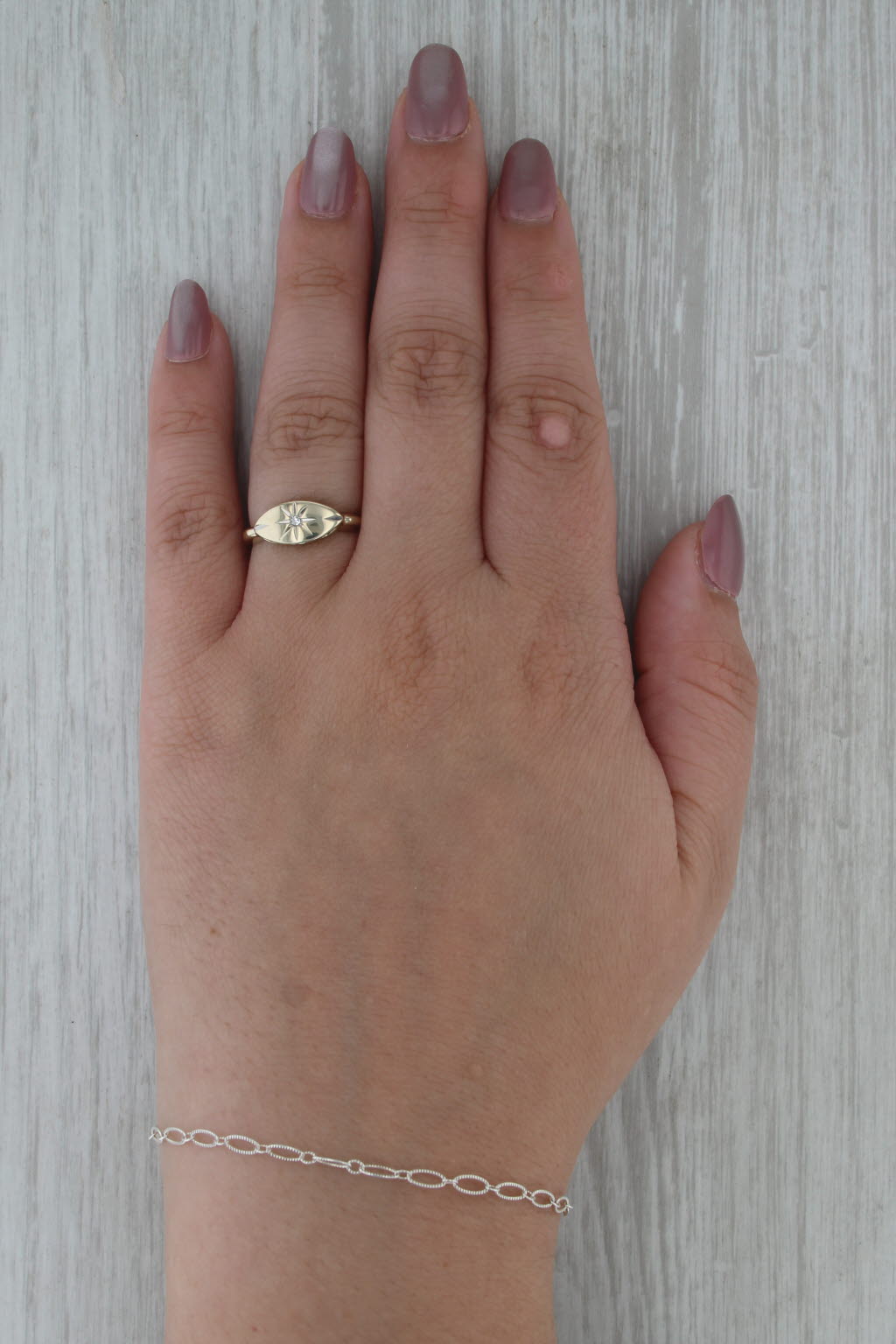 Vintage Diamond Star Solitaire Signet Ring 10k Yellow Gold Size 7